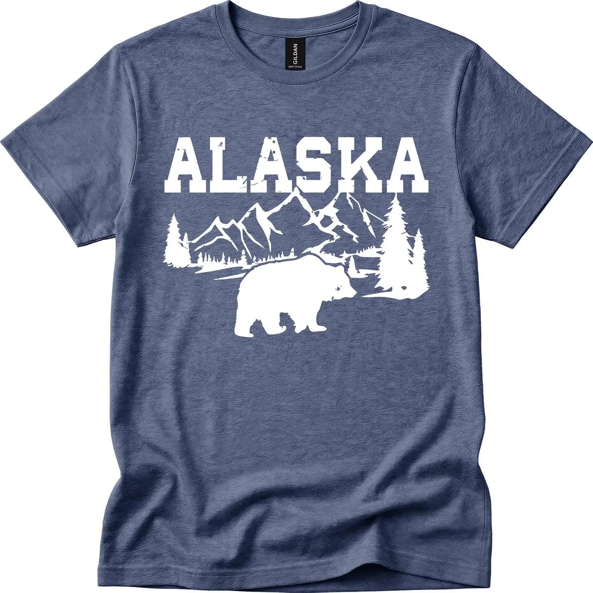 Alaska Bear Mountain Wilderness Cruise T-Shirt in Heather Navy