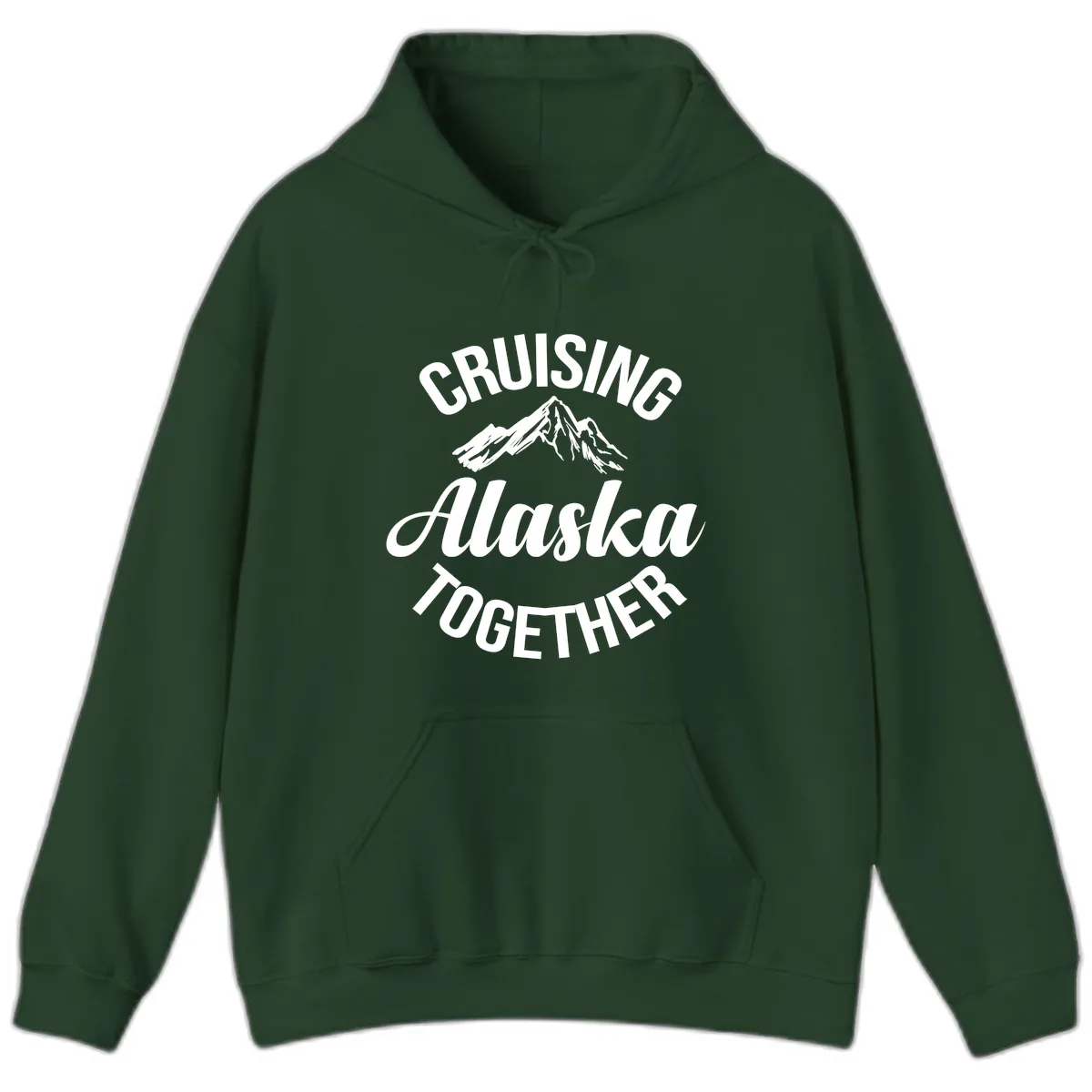 Cruising Alaska Together Mountain Hoodie in Forest Green