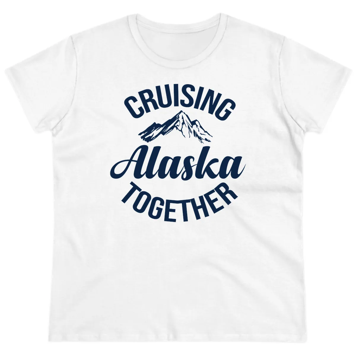 Cruising Alaska Together Mountain Ladies Tee in White