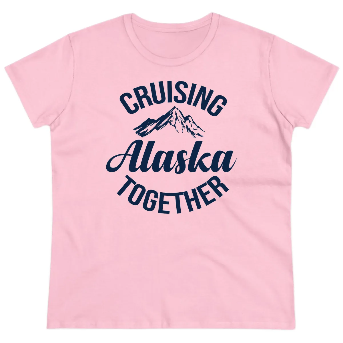 Cruising Alaska Together Mountain Ladies Tee in Light Pink