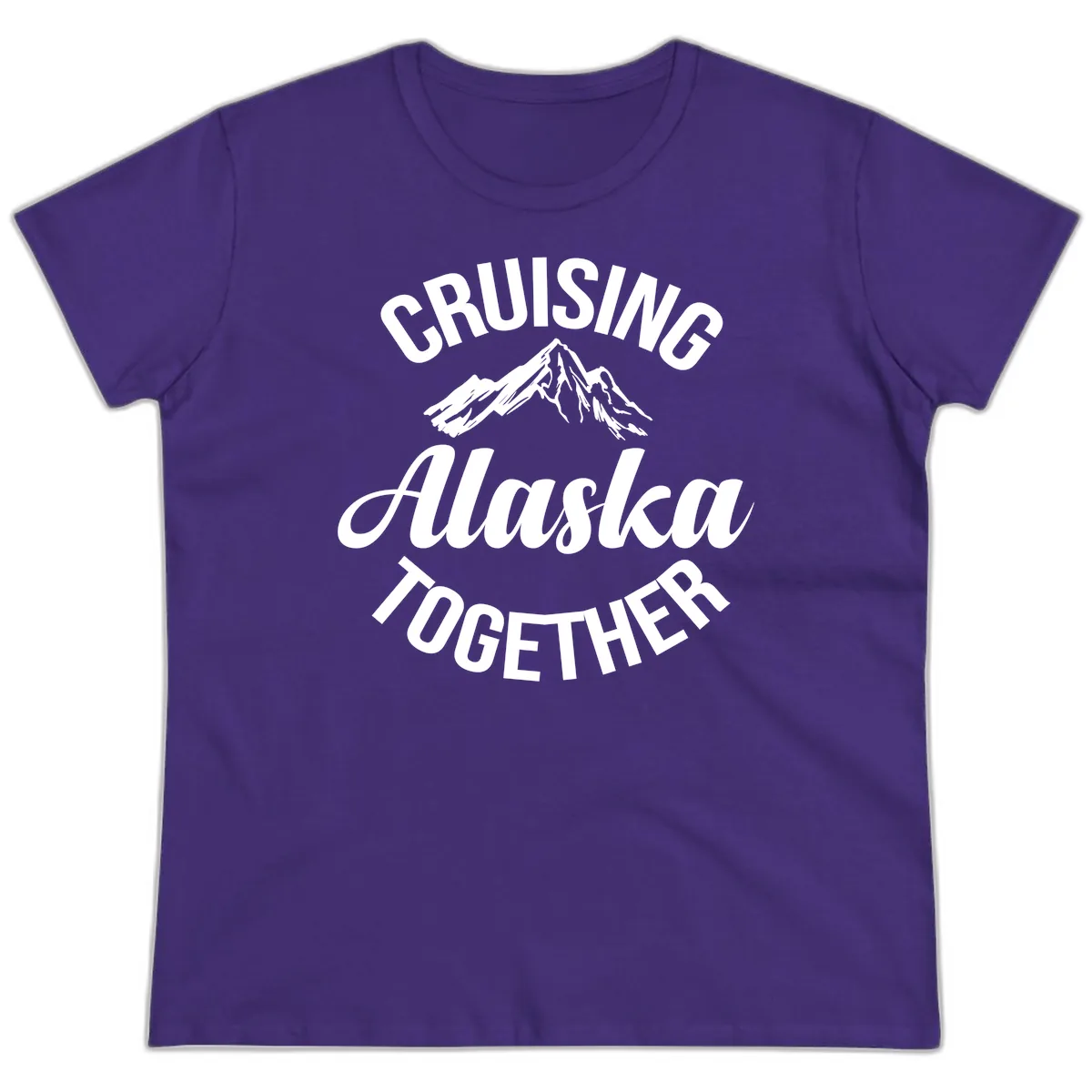 Cruising Alaska Together Mountain Ladies Tee in Purple