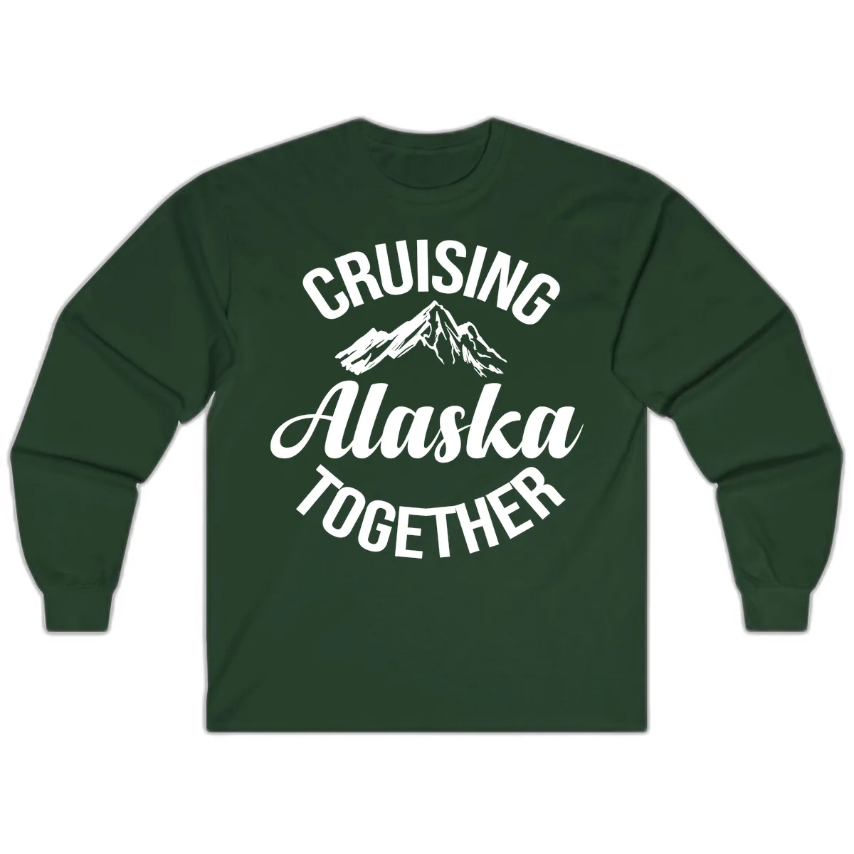 Cruising Alaska Together Mountain Long Sleeve in Forest Green