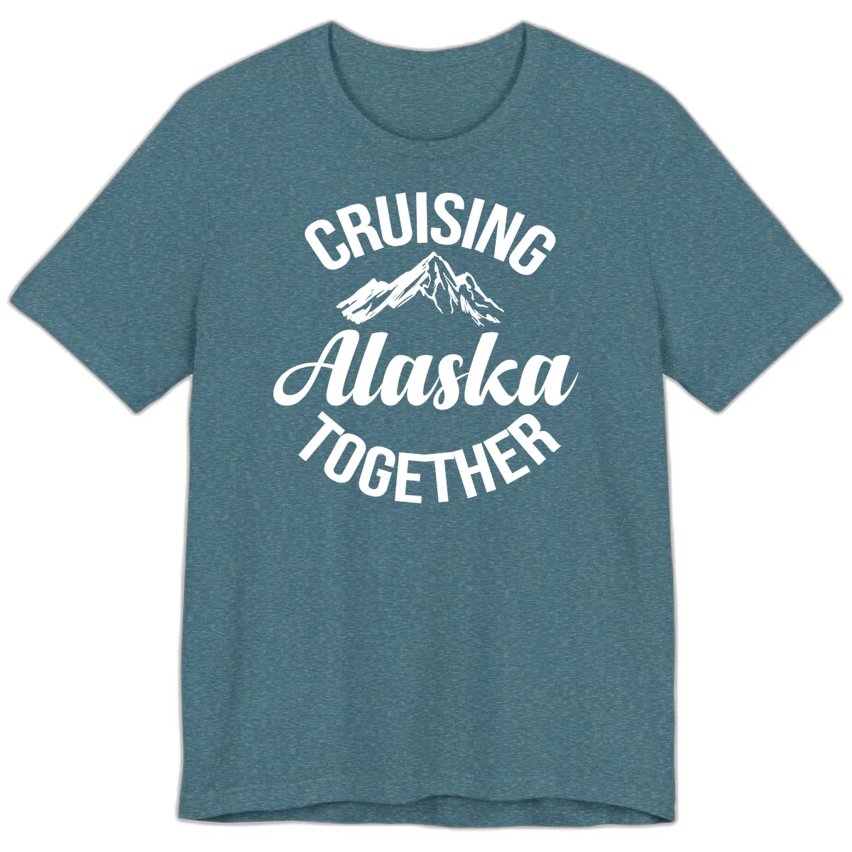 Cruising Alaska Together Mountain Premium T-Shirt in Heather Deep Teal