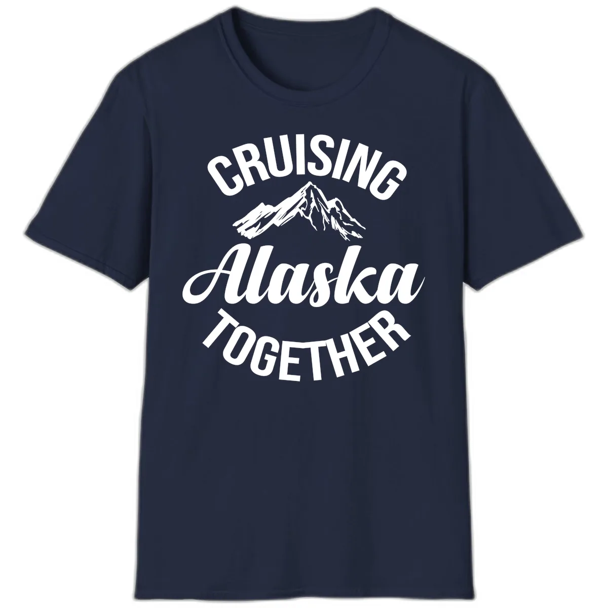 Cruising Alaska Together Mountain T-Shirt in Navy
