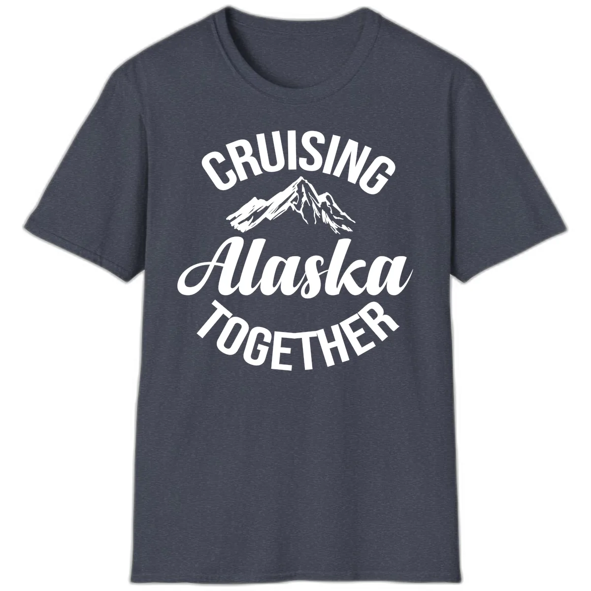 Cruising Alaska Together Mountain T-Shirt in Heather Navy