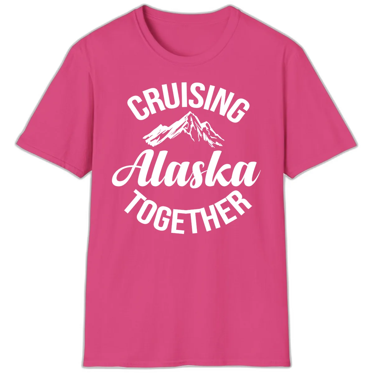 Cruising Alaska Together Mountain T-Shirt in Heliconia