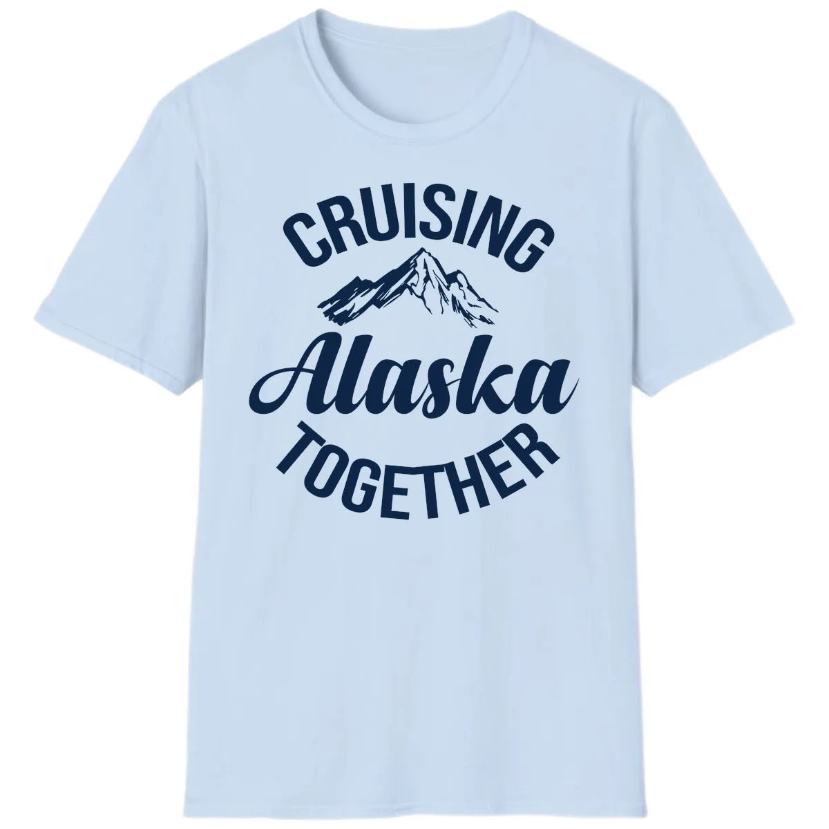 Cruising Alaska Together Mountain T-Shirt in Light Blue