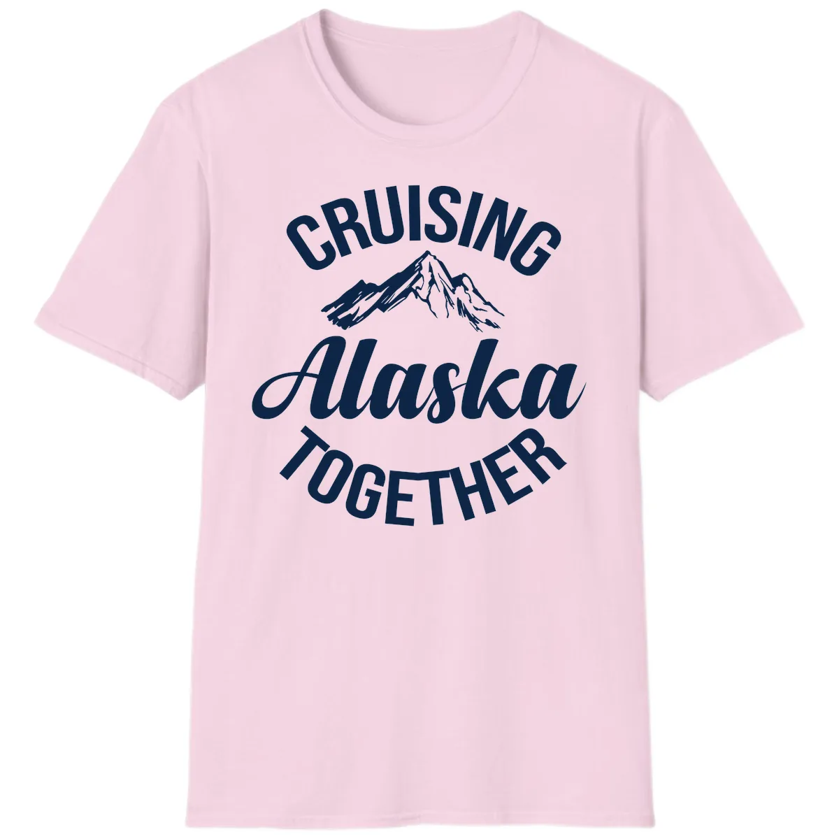 Cruising Alaska Together Mountain T-Shirt in Light Pink