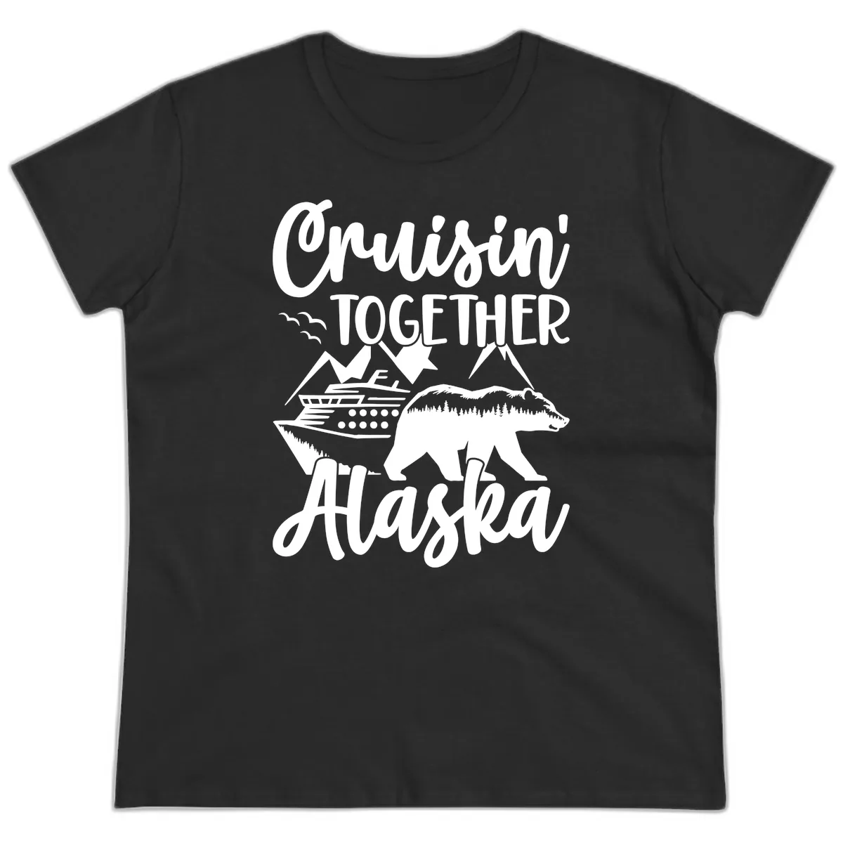 Cruisin' Together Alaska Ladies Tee in Black
