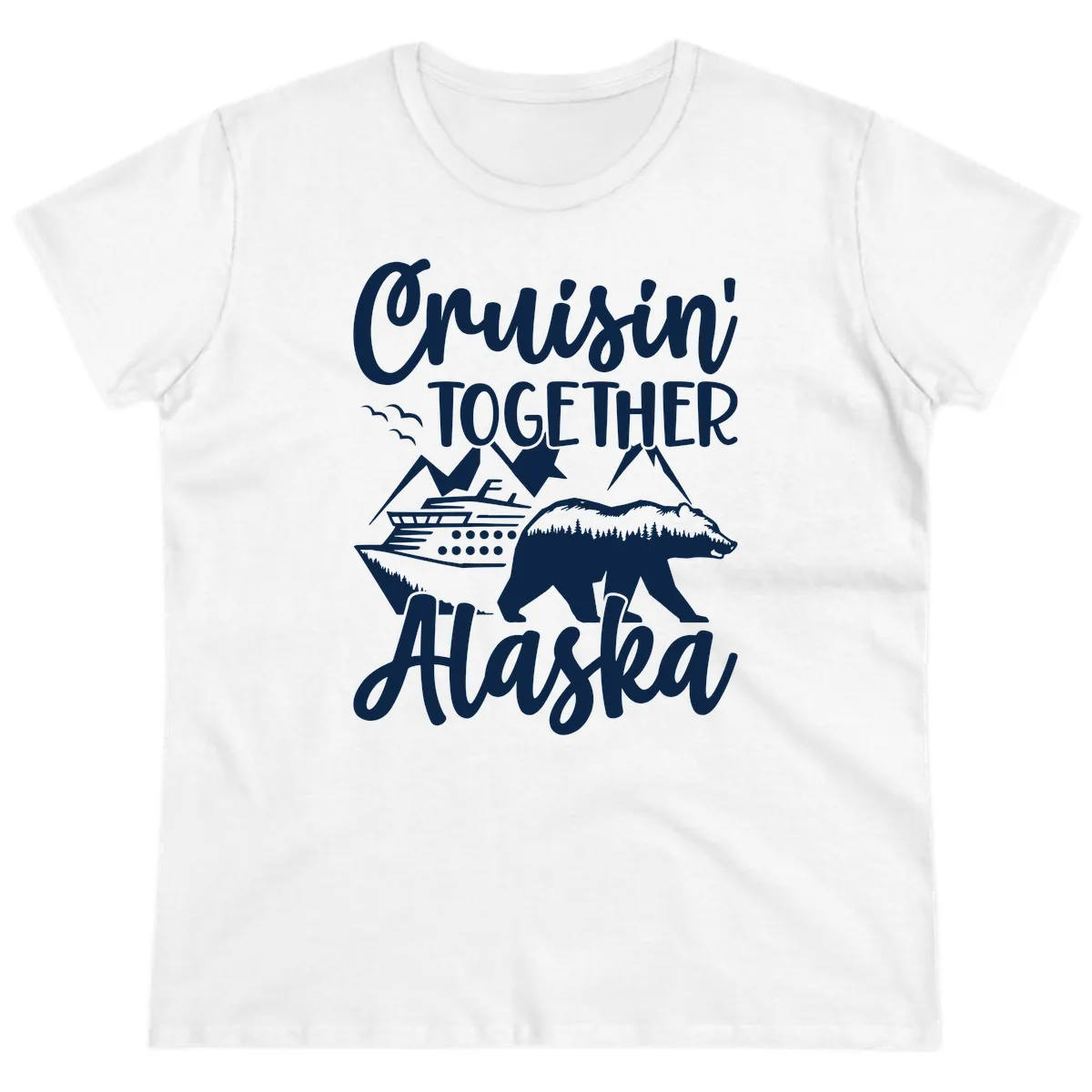 Cruisin' Together Alaska Ladies Tee in White