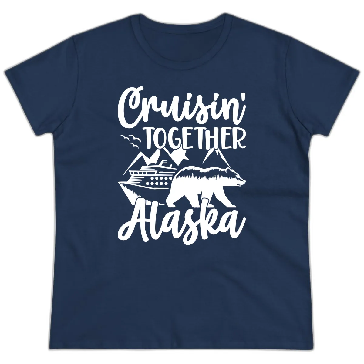 Cruisin' Together Alaska Ladies Tee in Navy