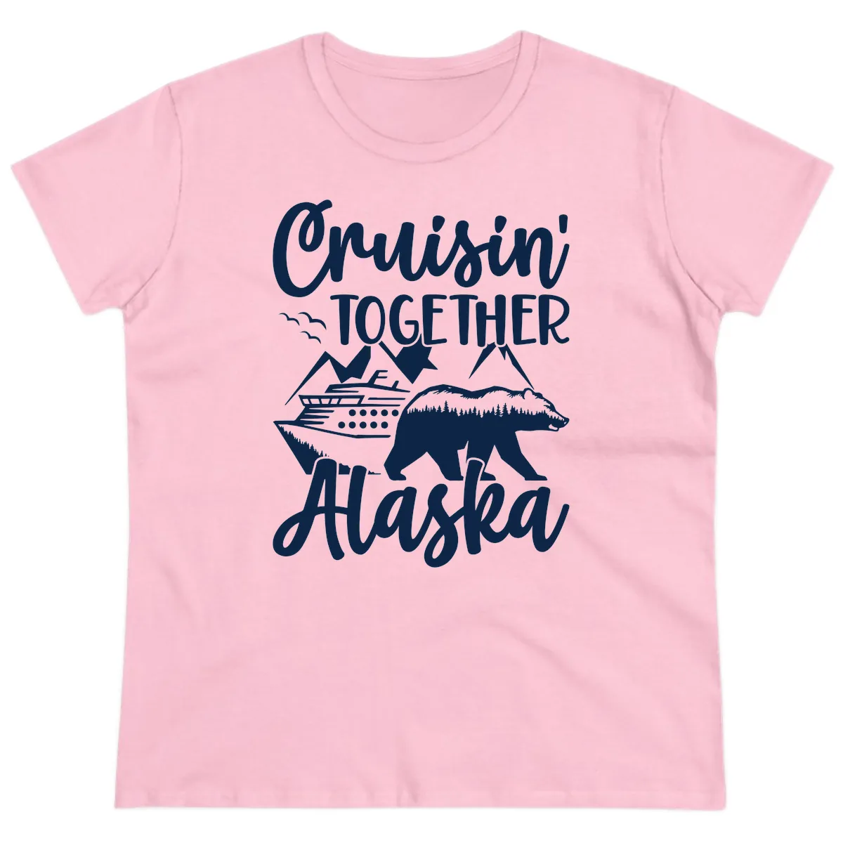 Cruisin' Together Alaska Ladies Tee in Light Pink