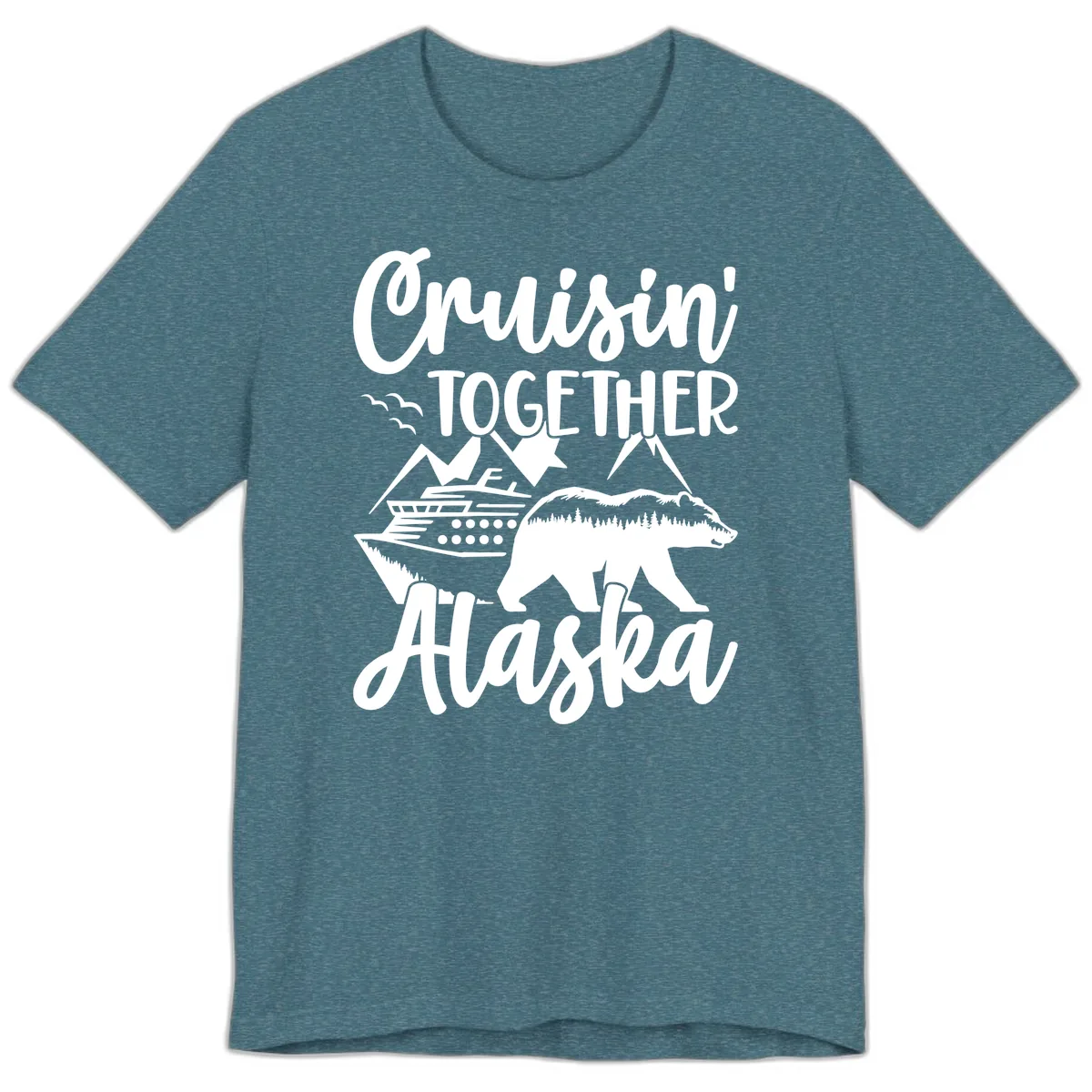 Cruisin' Together Alaska Premium T-Shirt in Heather Deep Teal