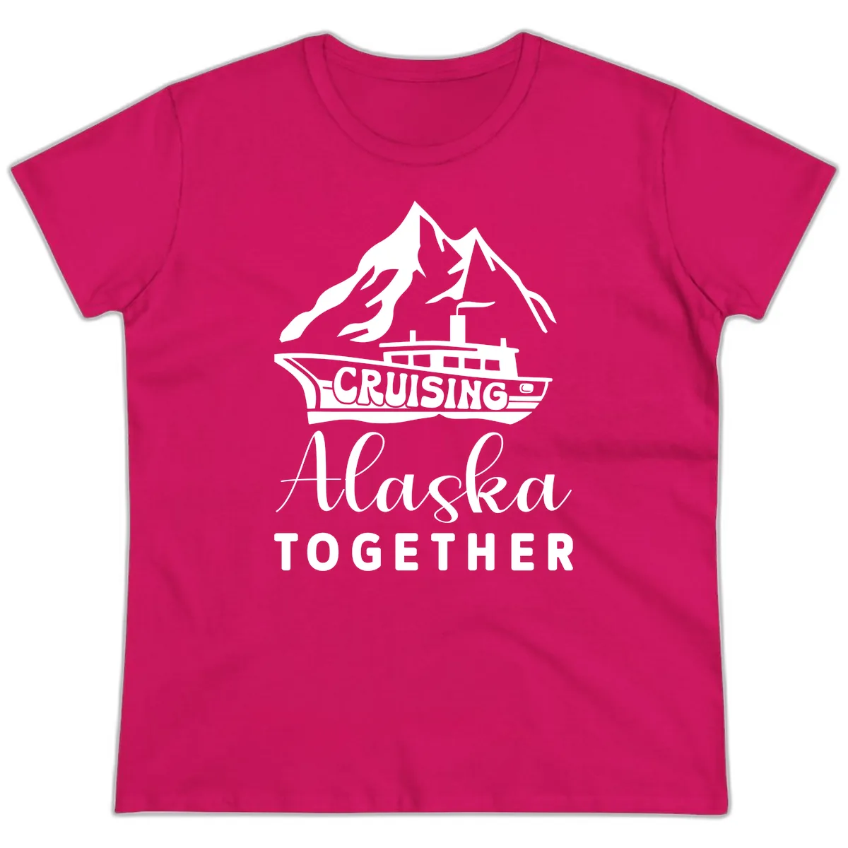 Cruising Alaska Together Ladies Tee in Heliconia