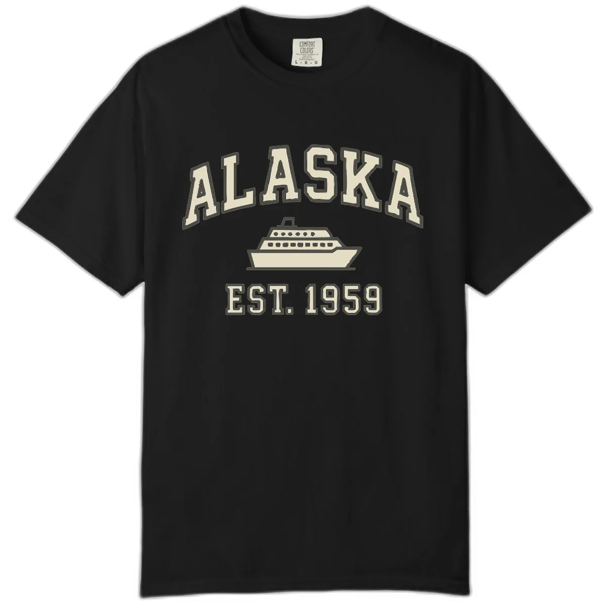 Alaska Cruise Est 1959 Vintage Ship Comfort Color in Black