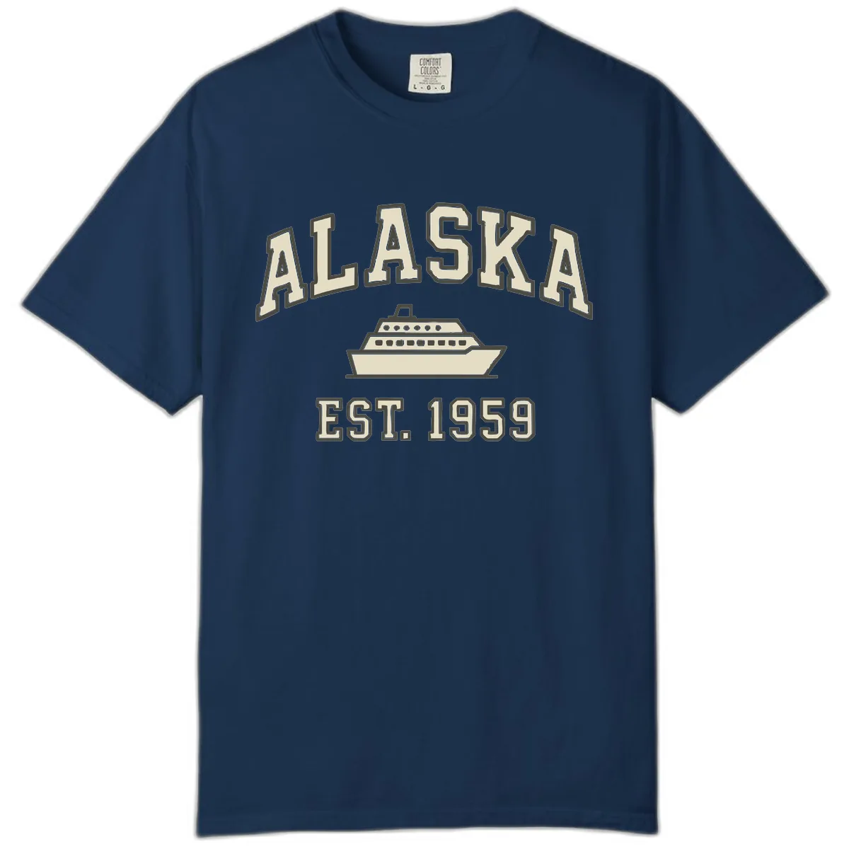 Alaska Cruise Est 1959 Vintage Ship Comfort Color in Navy