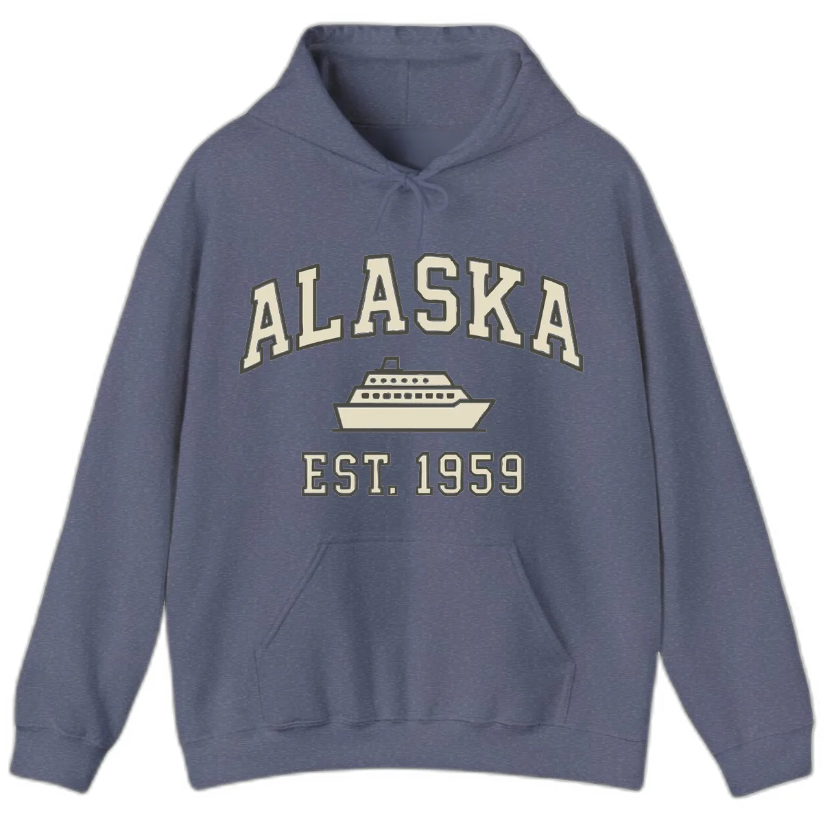 Alaska Cruise Est 1959 Vintage Ship Hoodie in Heather Navy
