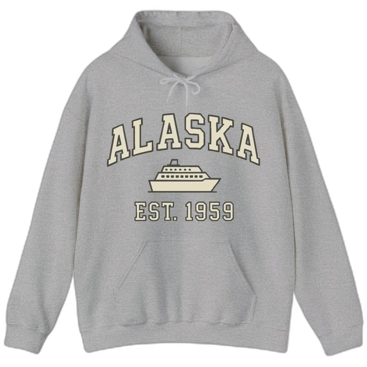 Alaska Cruise Est 1959 Vintage Ship Hoodie in Sport Grey
