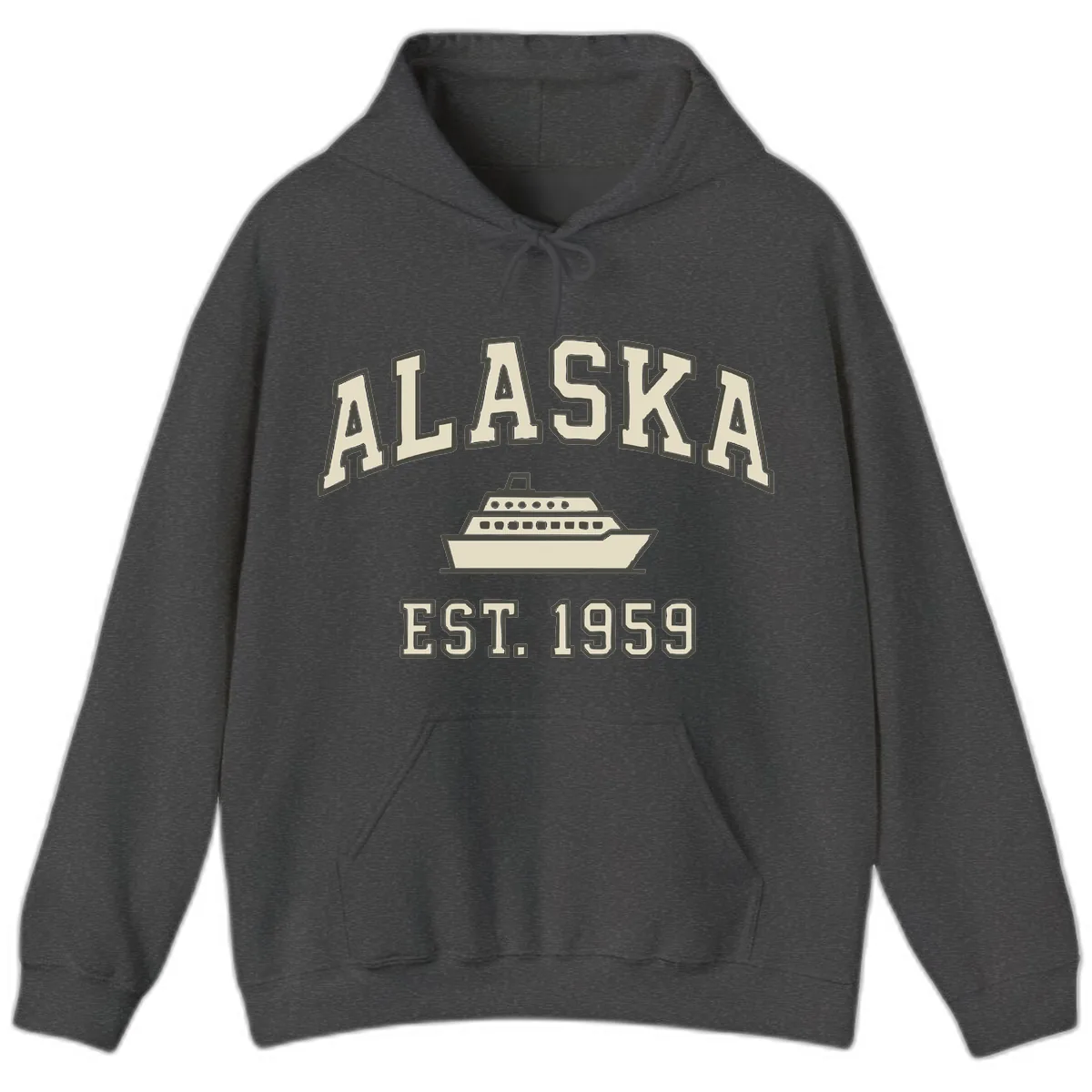 Alaska Cruise Est 1959 Vintage Ship Hoodie in Dark Heather