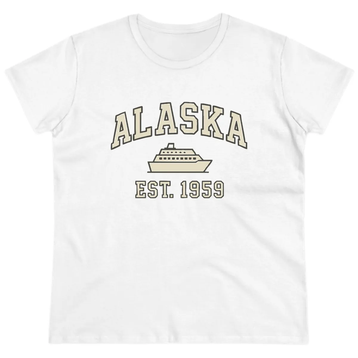 Alaska Cruise Est 1959 Vintage Ship Ladies Tee in White
