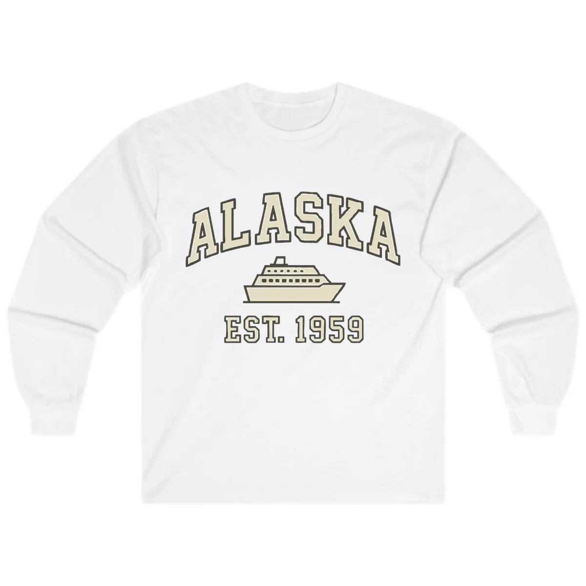 Alaska Cruise Est 1959 Vintage Ship Long Sleeve in White