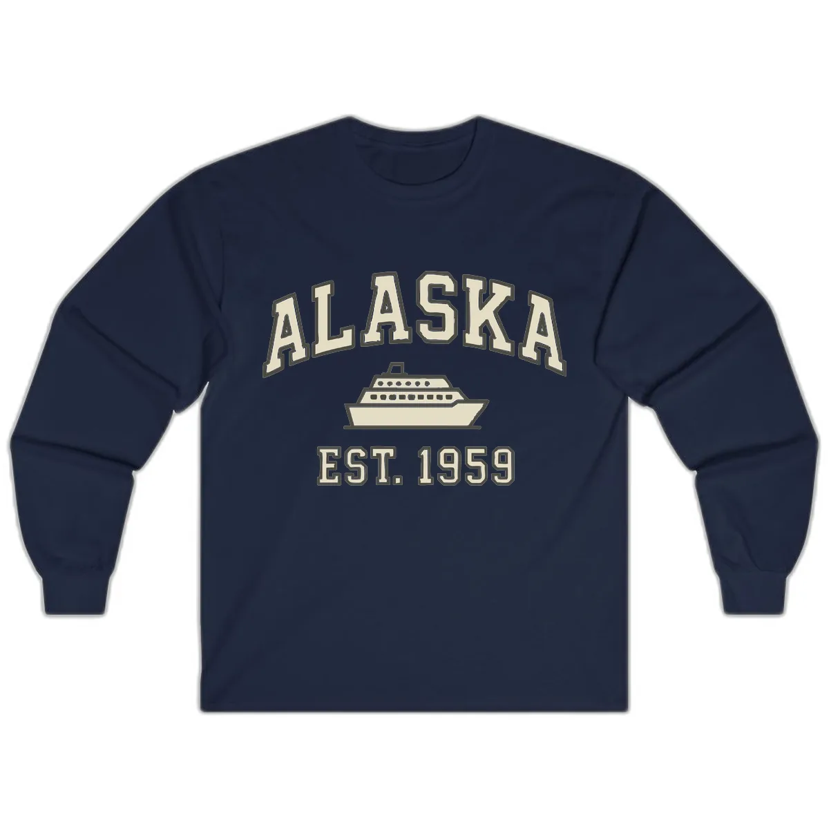 Alaska Cruise Est 1959 Vintage Ship Long Sleeve in Navy
