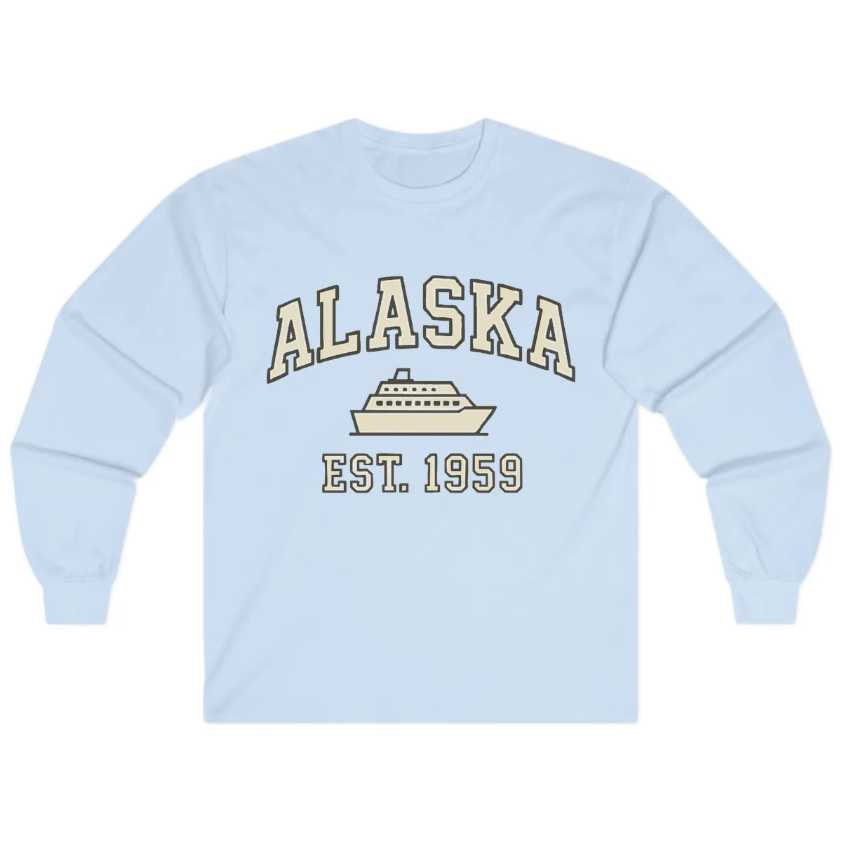 Alaska Cruise Est 1959 Vintage Ship Long Sleeve in Light Blue