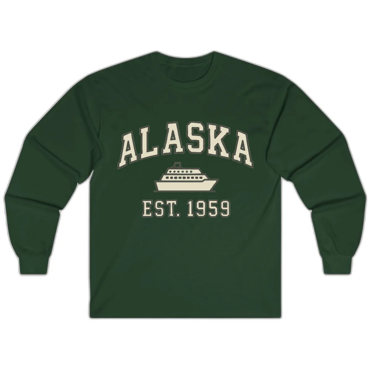 Alaska Cruise Est 1959 Vintage Ship Long Sleeve in Forest Green