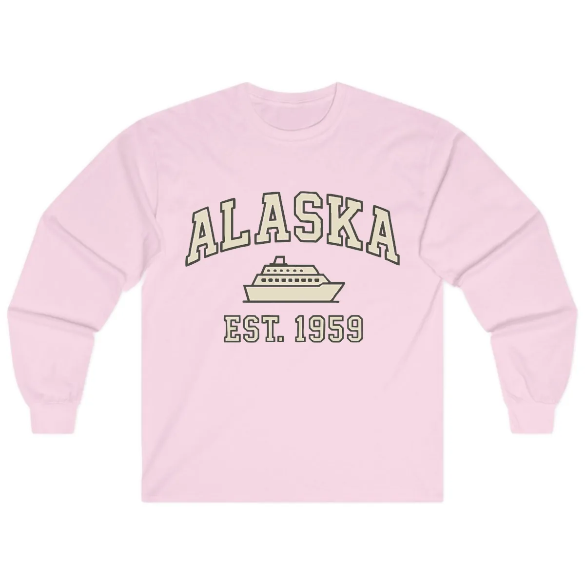 Alaska Cruise Est 1959 Vintage Ship Long Sleeve in Light Pink