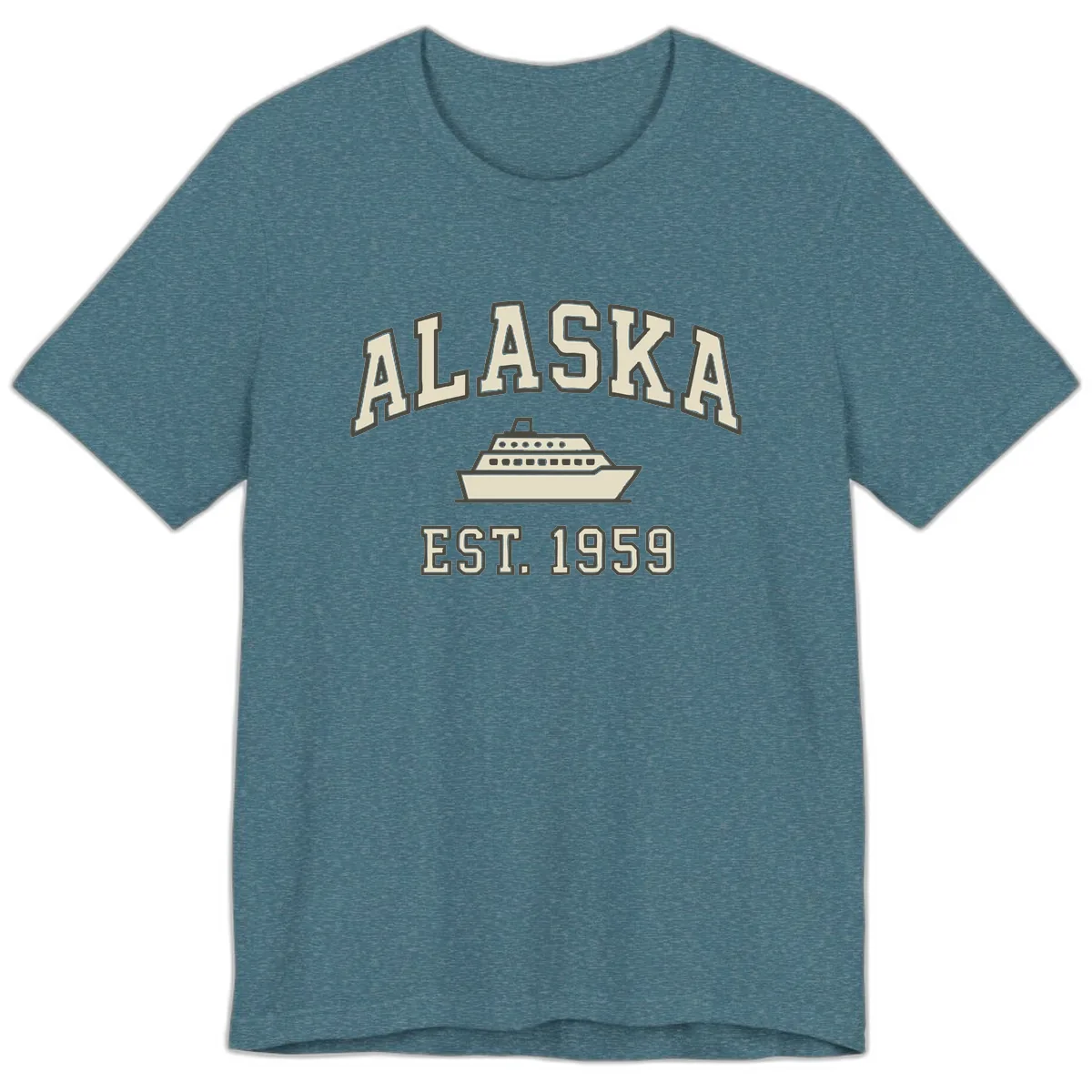 Alaska Cruise Est 1959 Vintage Ship Premium T-Shirt in Heather Deep Teal