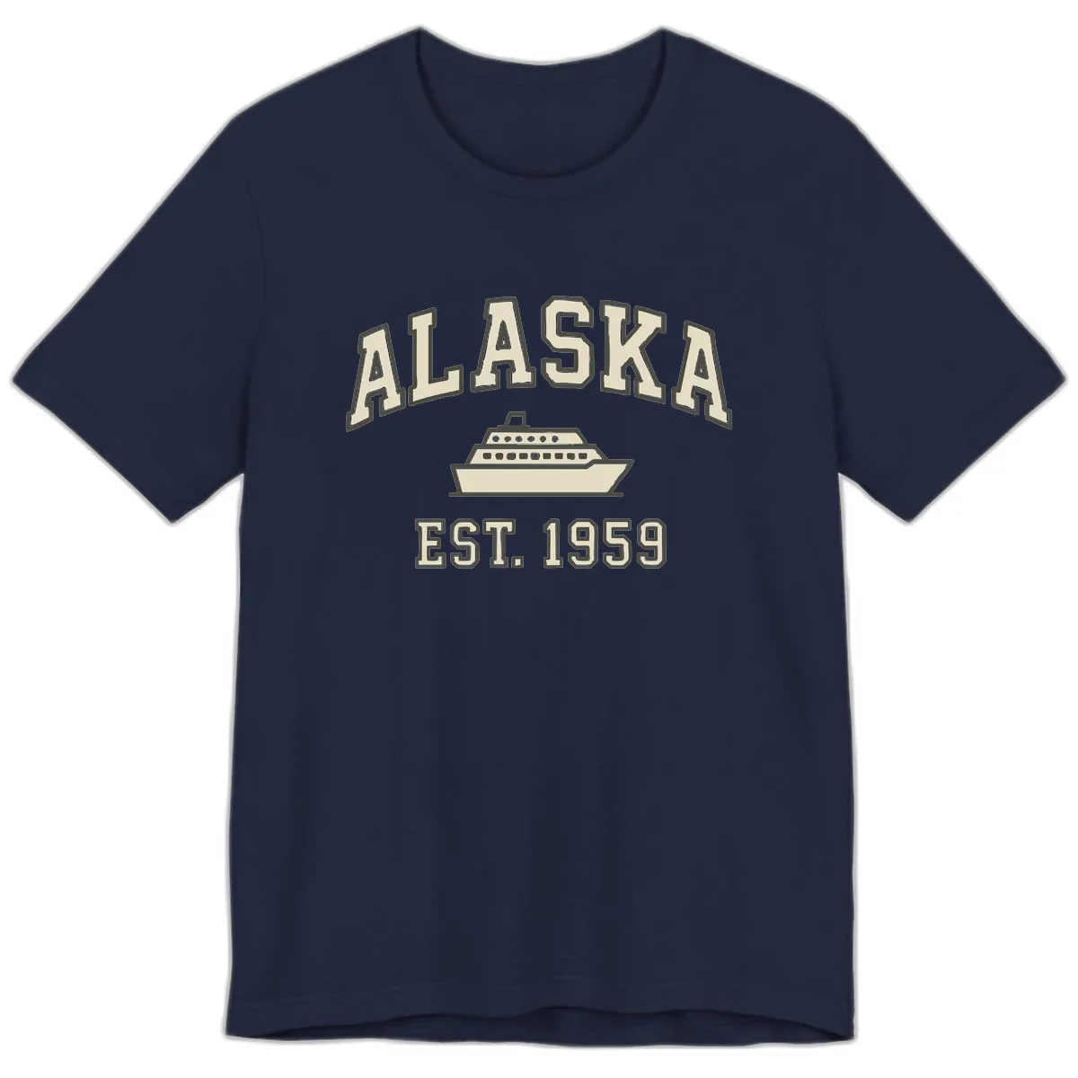 Alaska Cruise Est 1959 Vintage Ship Premium T-Shirt in Navy