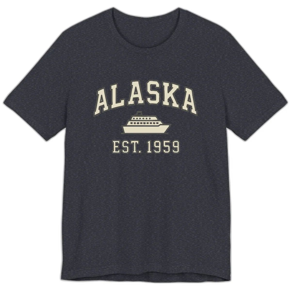 Alaska Cruise Est 1959 Vintage Ship Premium T-Shirt in Heather Navy