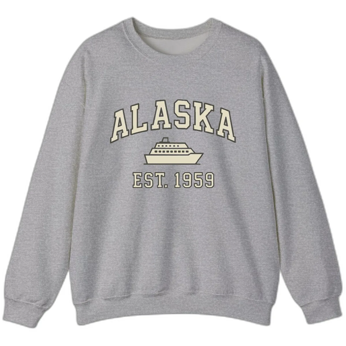 Alaska Cruise Est 1959 Vintage Ship Sweatshirt in Sport Grey