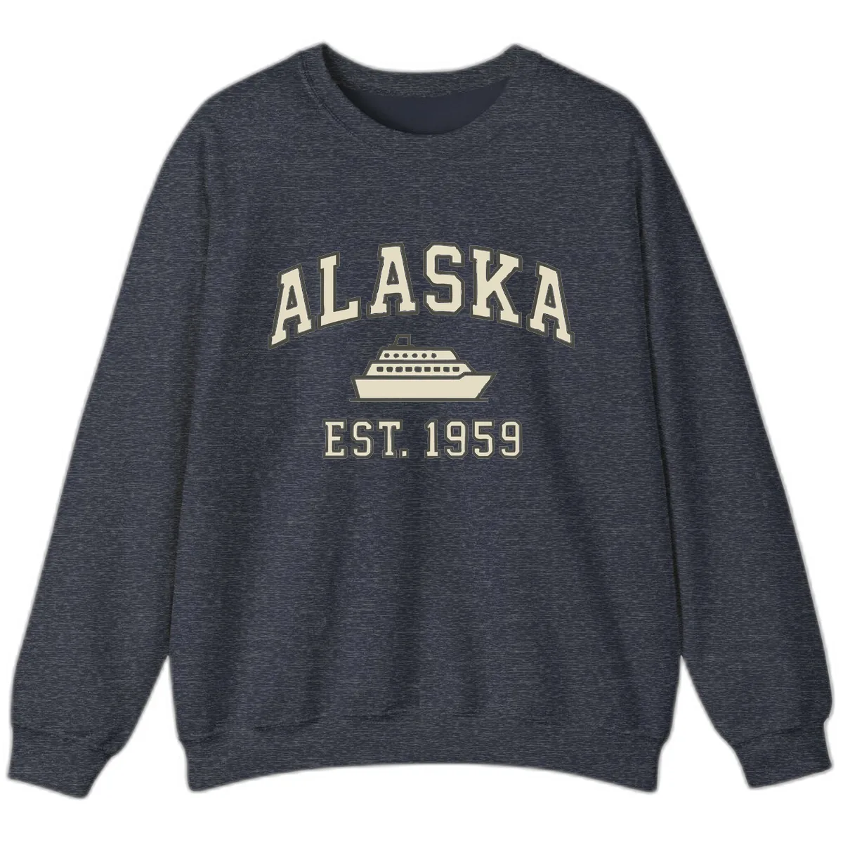 Alaska Cruise Est 1959 Vintage Ship Sweatshirt in Heather Sport Dark Navy