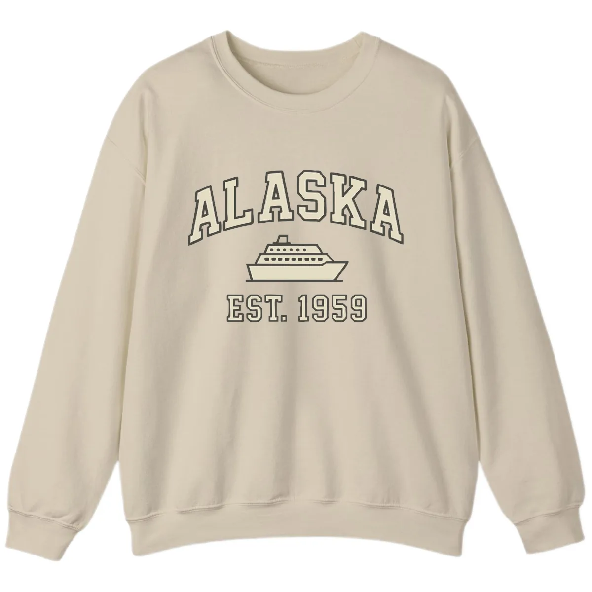 Alaska Cruise Est 1959 Vintage Ship Sweatshirt in Sand