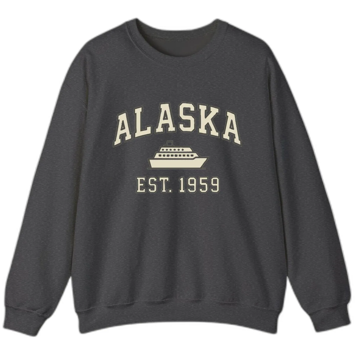 Alaska Cruise Est 1959 Vintage Ship Sweatshirt in Dark Heather
