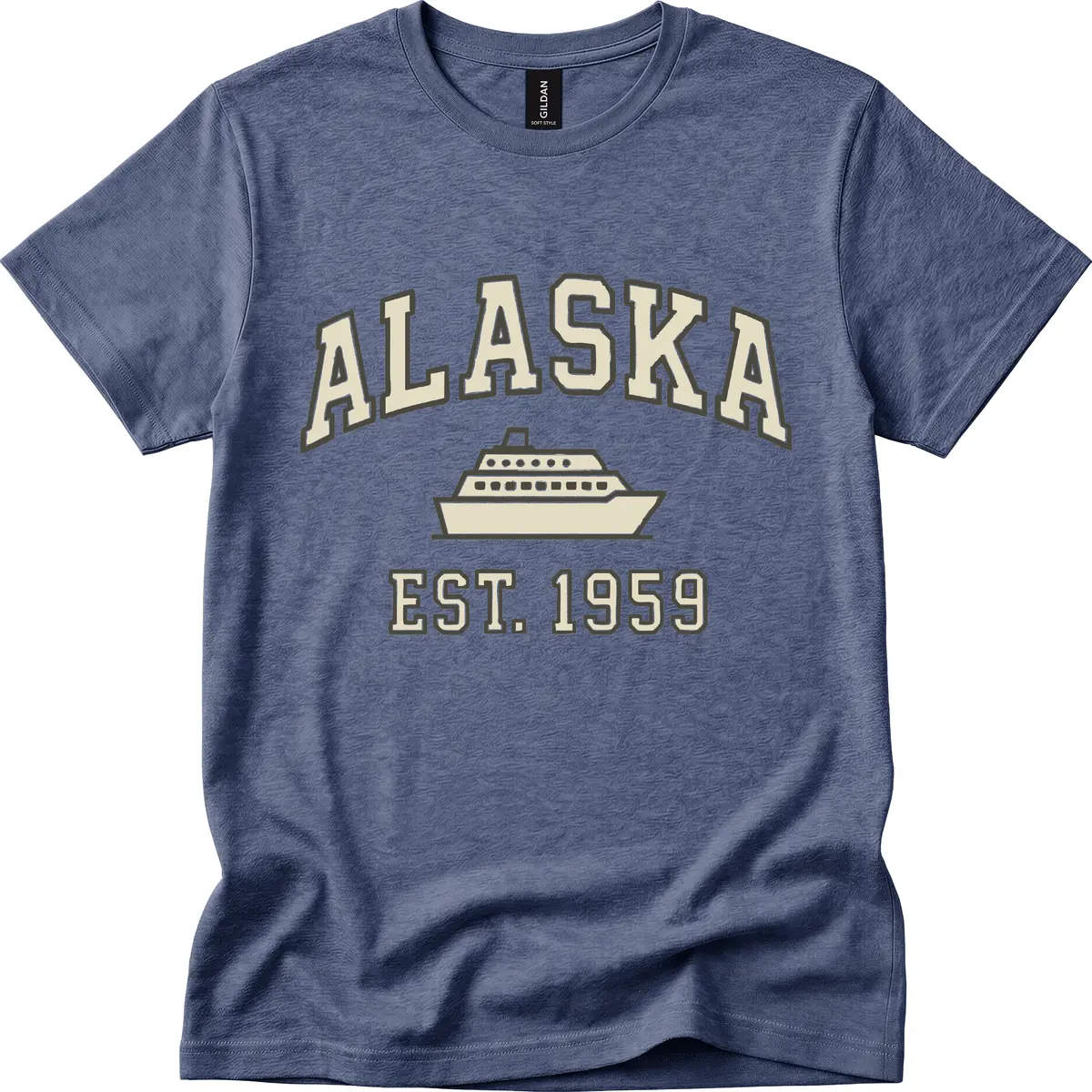 Alaska Cruise Est 1959 Vintage Ship T-Shirt in Heather Navy