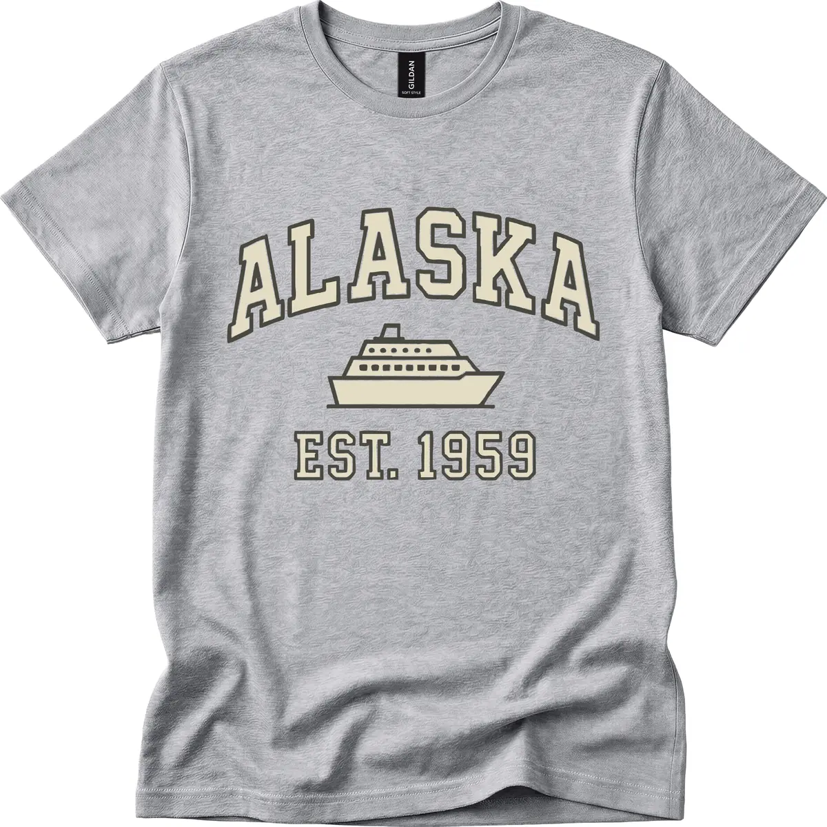 Alaska Cruise Est 1959 Vintage Ship T-Shirt in Sport Grey