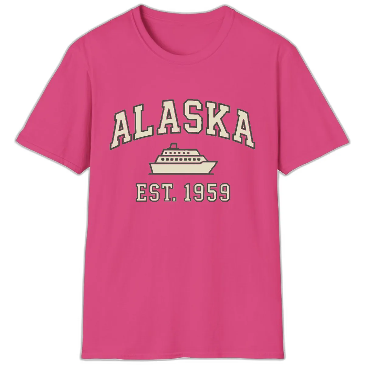 Alaska Cruise Est 1959 Vintage Ship T-Shirt in Heliconia