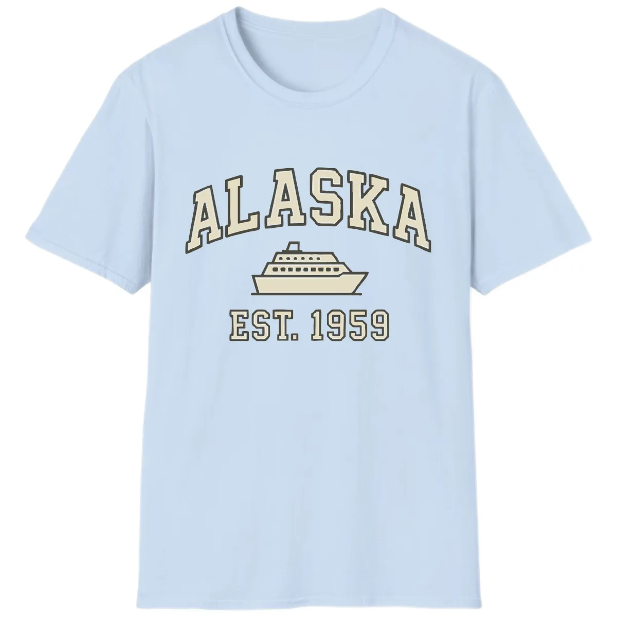 Alaska Cruise Est 1959 Vintage Ship T-Shirt in Light Blue