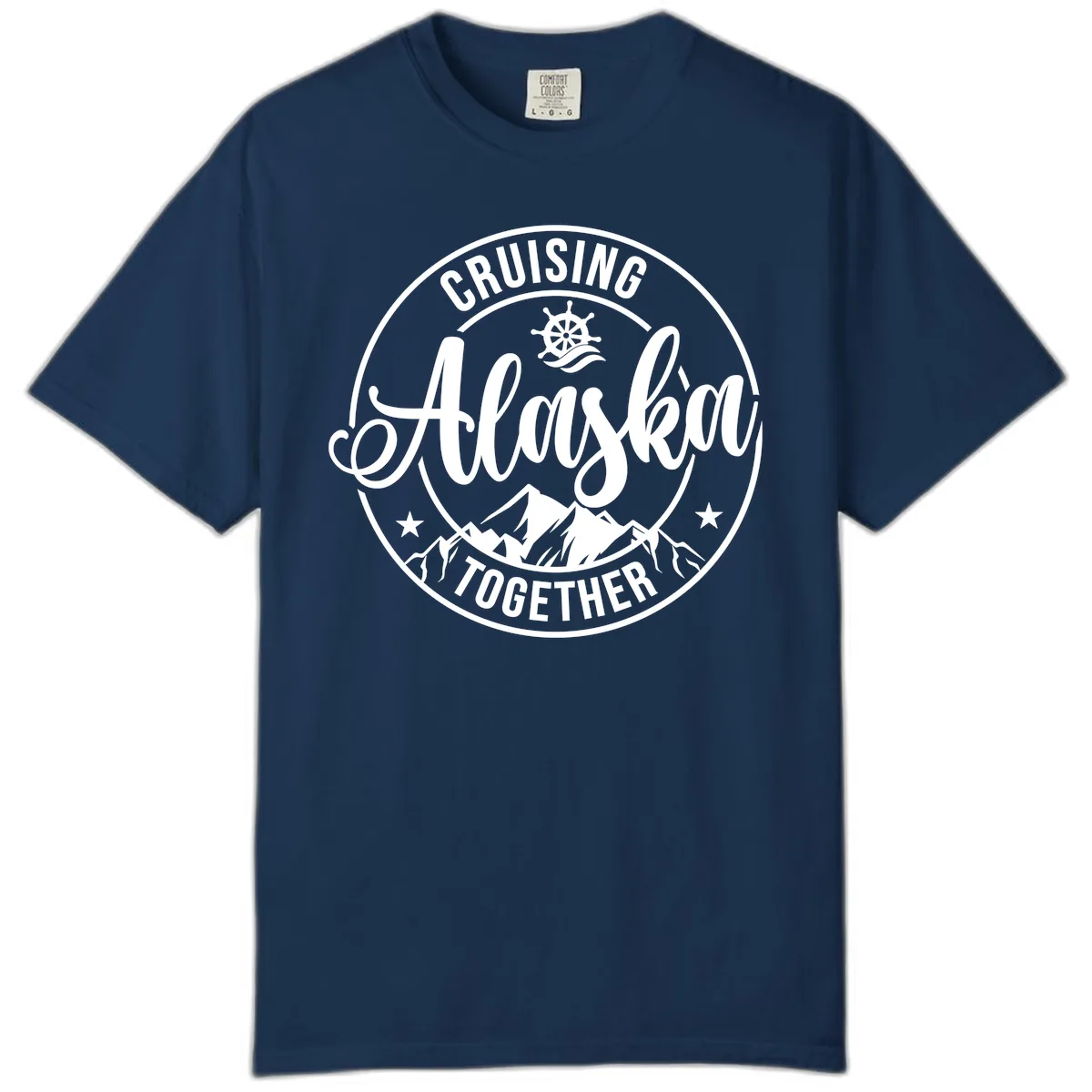 Cruising Ashore Together Badge Comfort Color in Navy