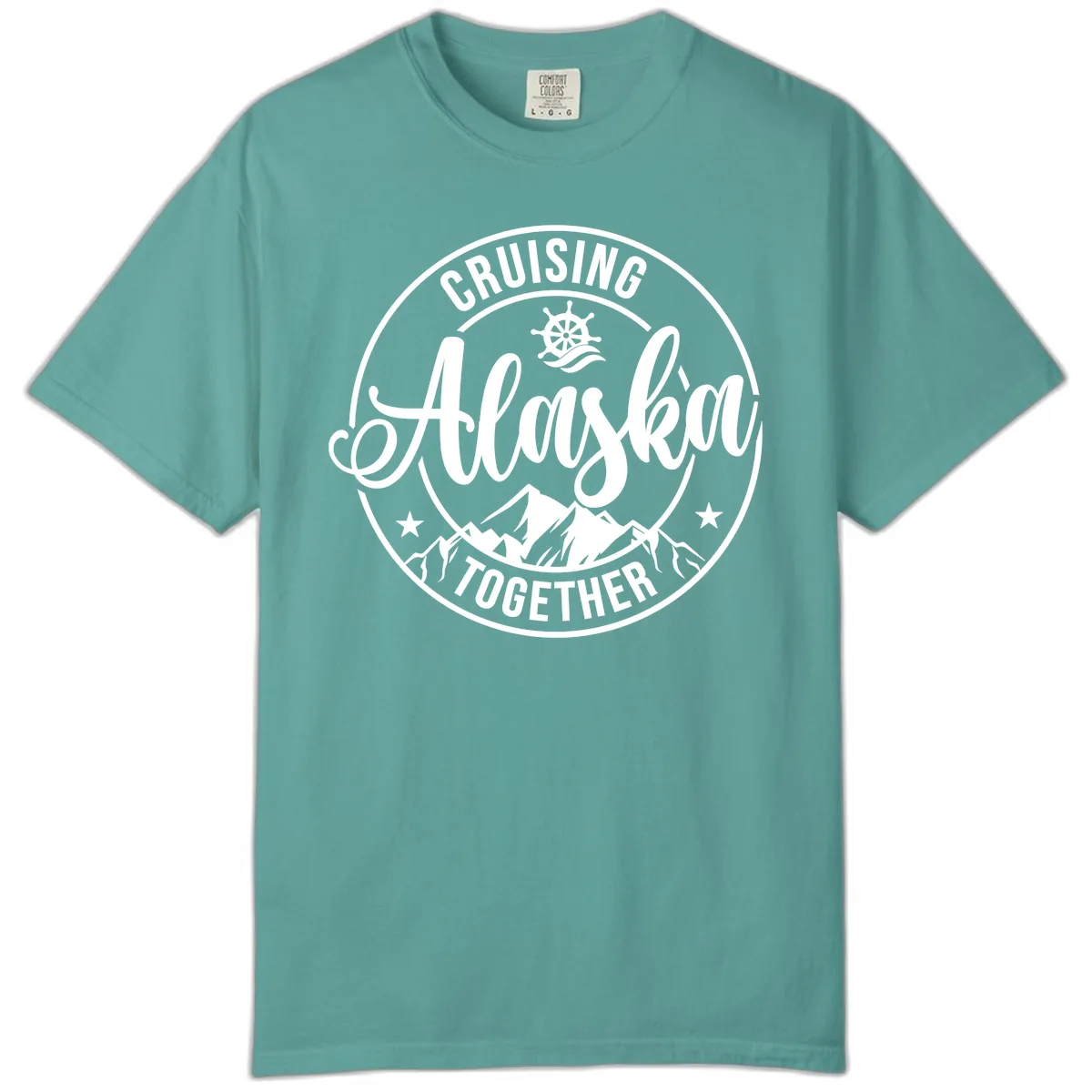 Cruising Ashore Together Badge Comfort Color in Seafoam