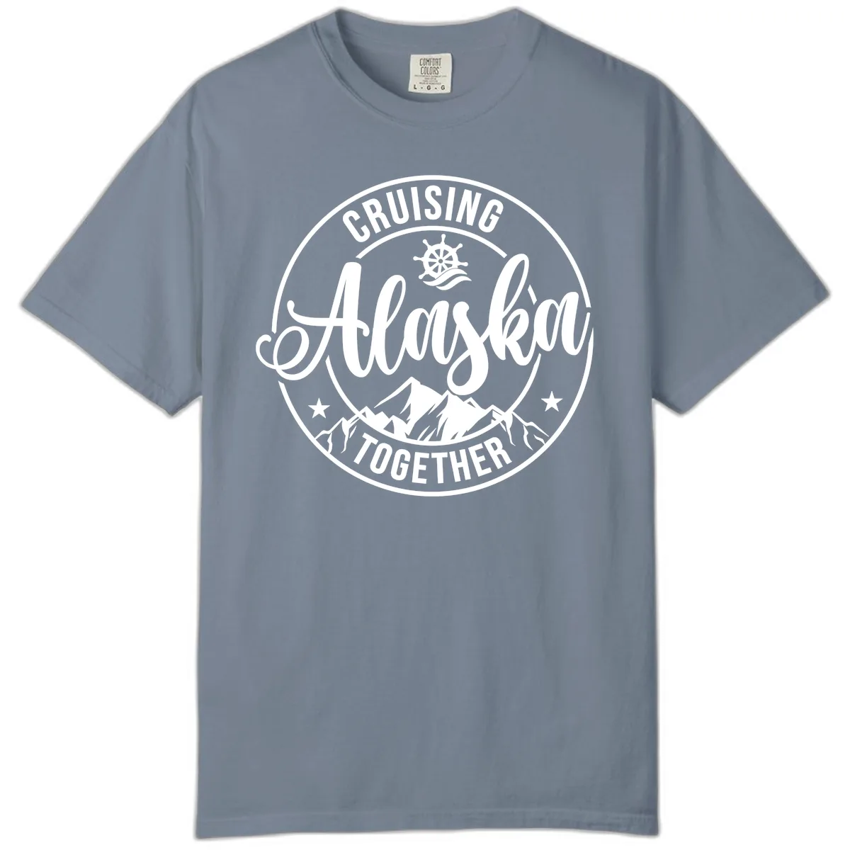 Cruising Ashore Together Badge Comfort Color in Blue Jean