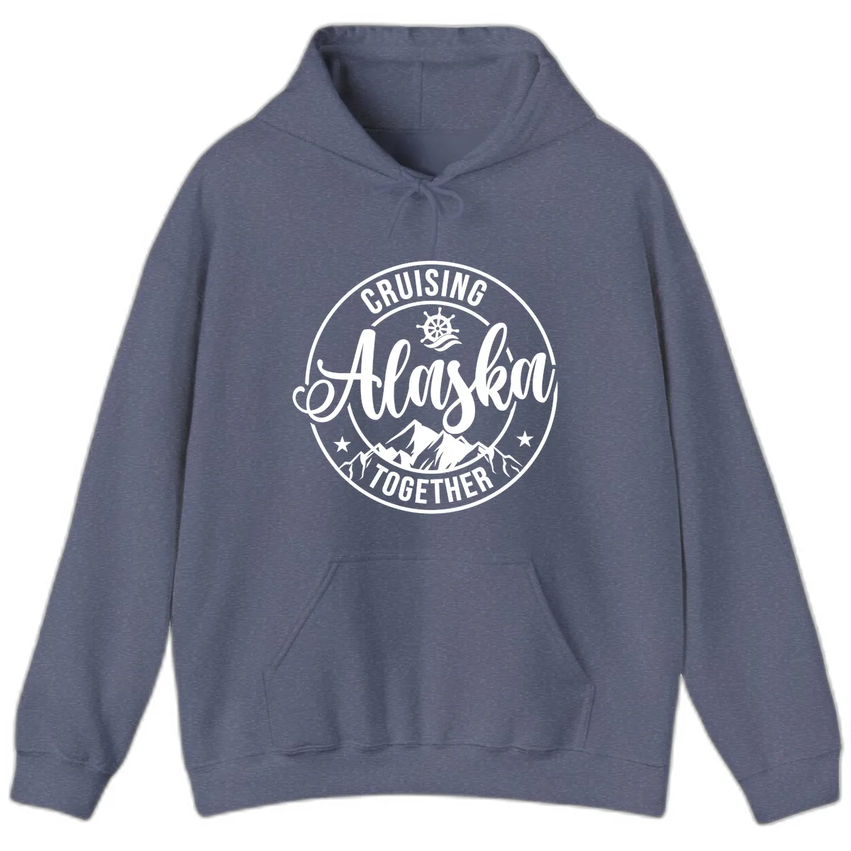 Cruising Ashore Together Badge Hoodie in Heather Navy