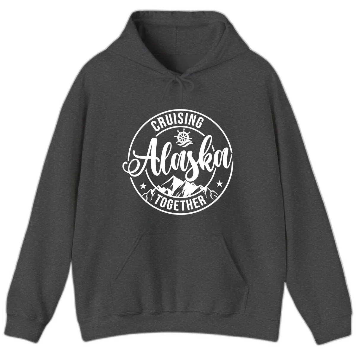 Cruising Ashore Together Badge Hoodie in Dark Heather