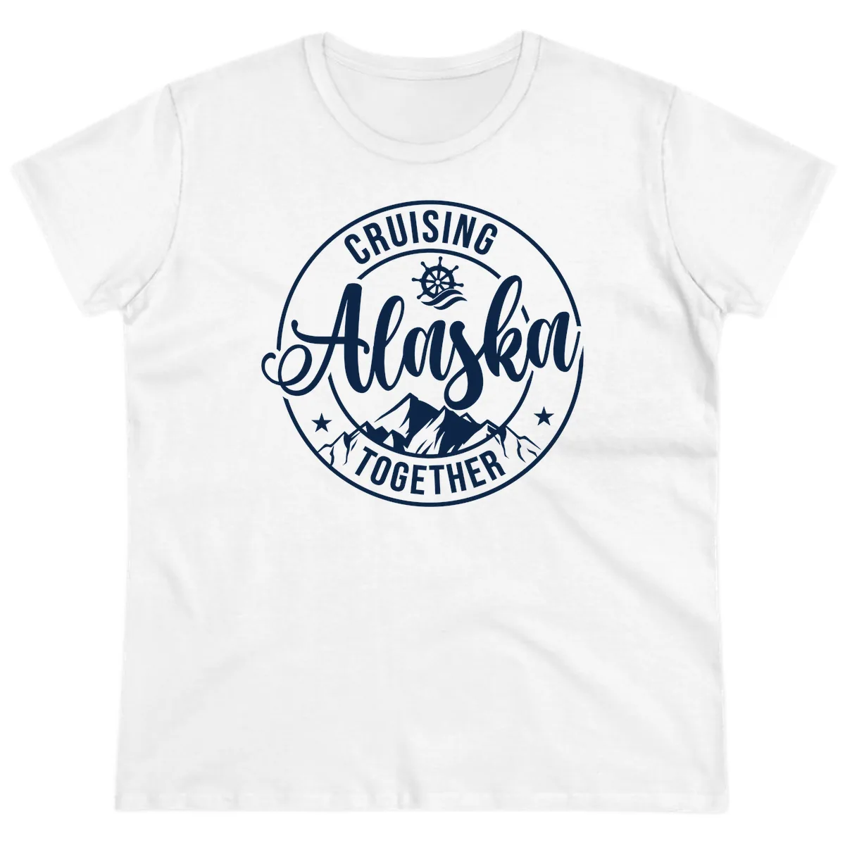 Cruising Ashore Together Badge Ladies Tee in White