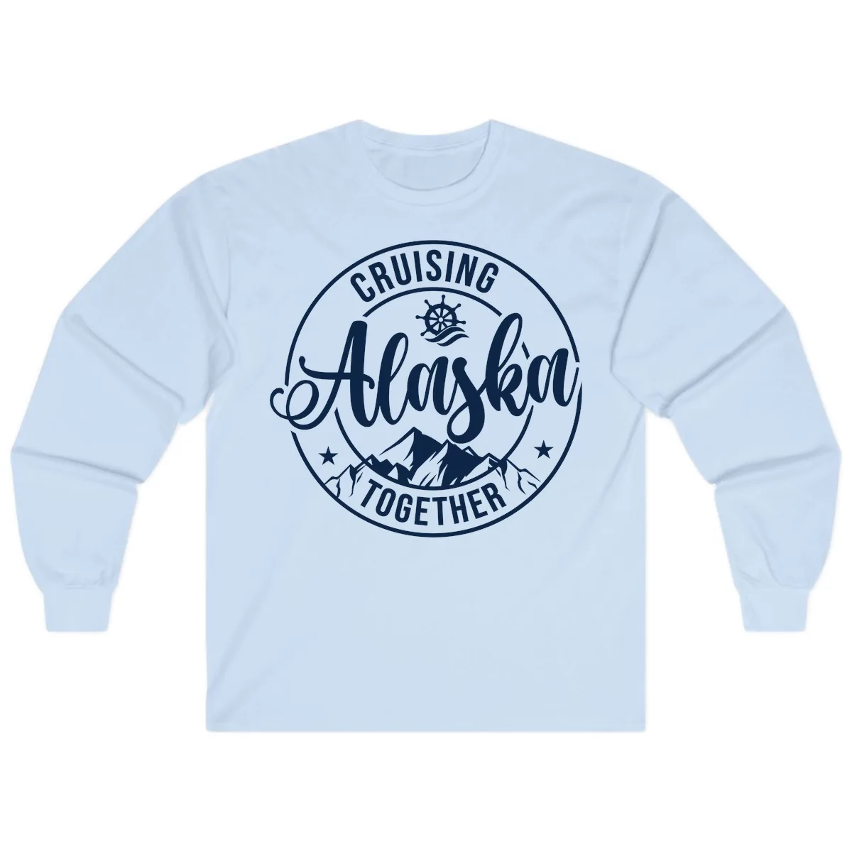 Cruising Ashore Together Badge Long Sleeve in Light Blue