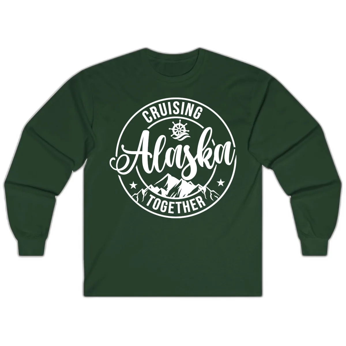 Cruising Ashore Together Badge Long Sleeve in Forest Green