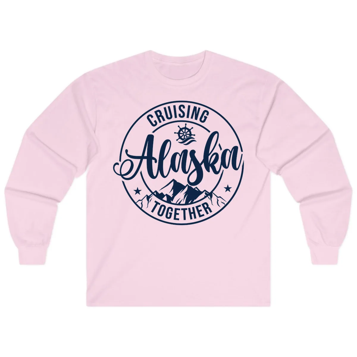 Cruising Ashore Together Badge Long Sleeve in Light Pink