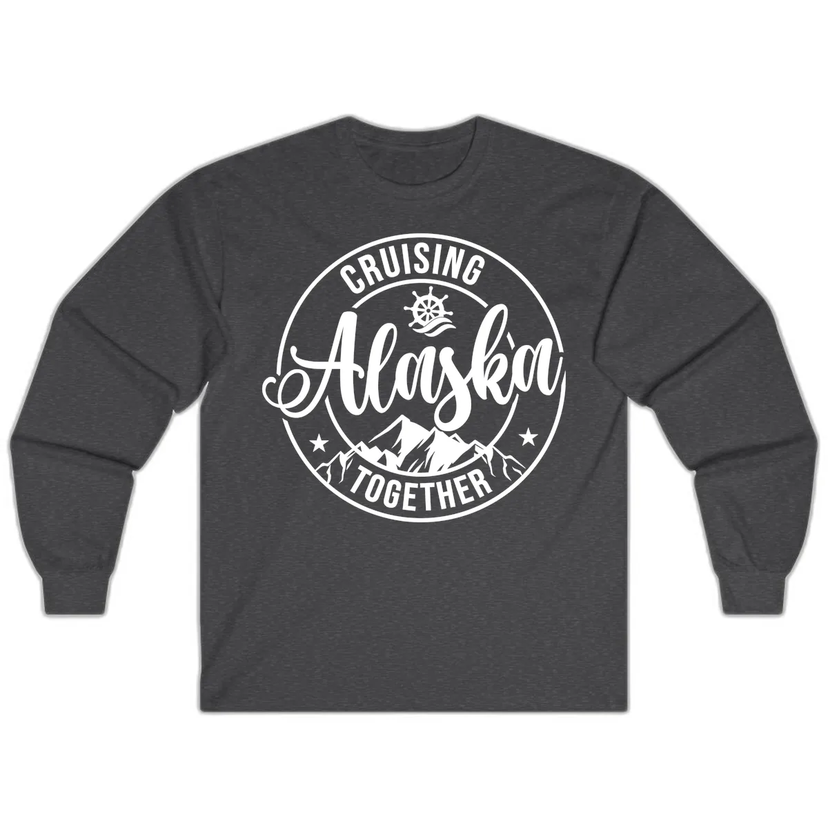 Cruising Ashore Together Badge Long Sleeve in Dark Heather